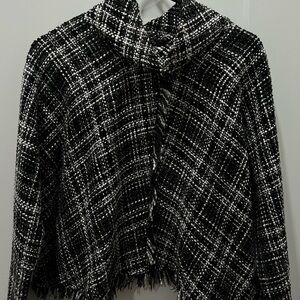 Zara Chic Black and White Plaid Sweater